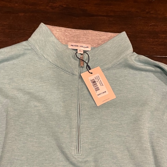 Peter Millar Men's XL Crown Comfort 1/4 Zip Pullover Color: Cloud MSRP $150 - Picture 3 of 6